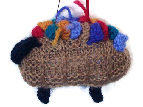 Hand Knitted Sheep Ornament "The Original Knitting Basket" - Buttermilk Cottage