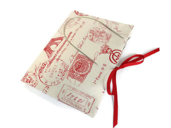 Circular Needle Case Red French Fabric - Buttermilk Cottage