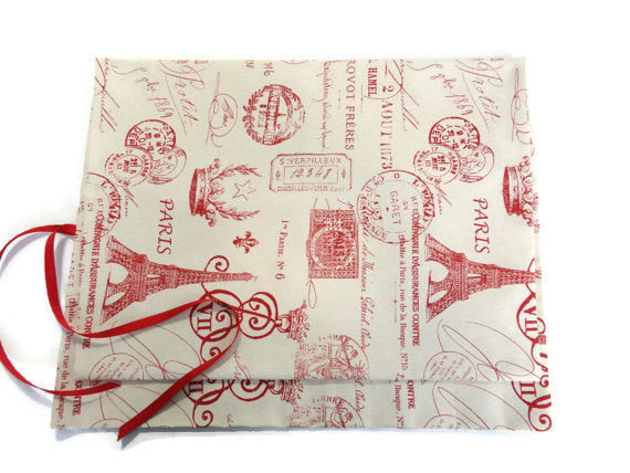 15 Pocket Straight Needle Roll Up Case Red French Icon - Buttermilk Cottage