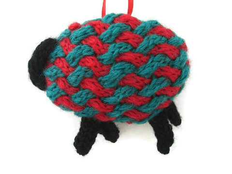 Hand Knit Sheep Ornament "Wishing Ewe a Merry Christmas" - Buttermilk Cottage