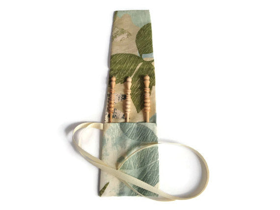 Crochet Hooks for Knitters Aqua Leaf Motif - Buttermilk Cottage