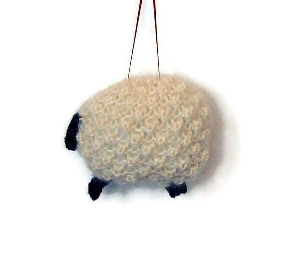 Sheep Ornament Knitting Kit Lamb Ornament Knit Kit Wool - Buttermilk Cottage