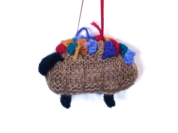 Hand Knitted Sheep Ornament "The Original Knitting Basket" - Buttermilk Cottage