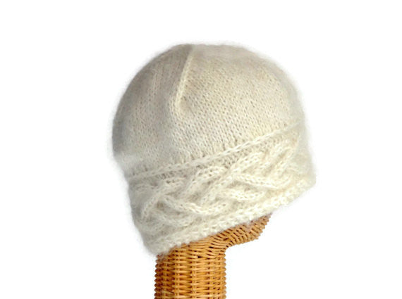 cabled hand knit hat