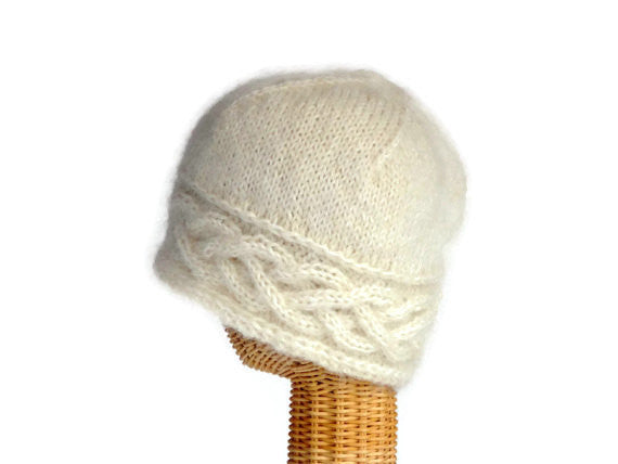 cabled hand knit hat