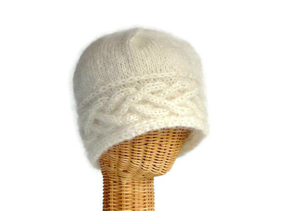 cabled hand knit hat