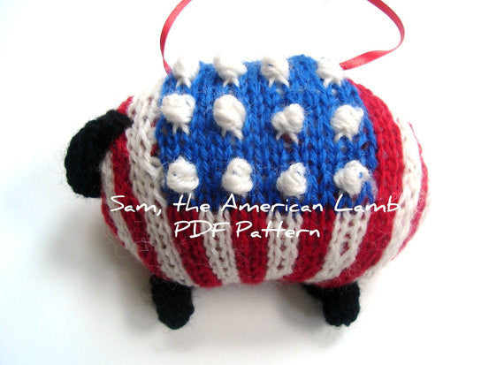 Sheep Ornament Knitting Kit Patriotic Lamb Ornament Kit - Buttermilk Cottage