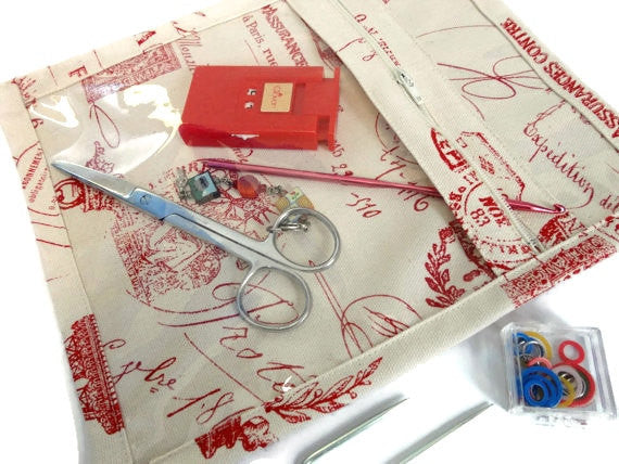 Accessory Bag Red Toile - Buttermilk Cottage