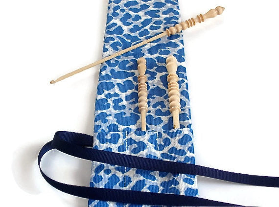 Crochet Hooks for Knitters Blue Faux Animal Print - Buttermilk Cottage