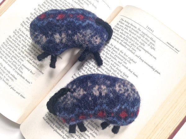 Felted Sheep Handwarmers Navy Fair Isle - Buttermilk Cottage - 5