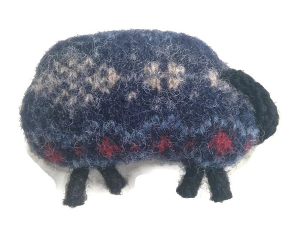 Felted Sheep Handwarmers Navy Fair Isle - Buttermilk Cottage - 3