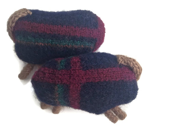 Felted Sheep Handwarmers Navy with Stripes - Buttermilk Cottage