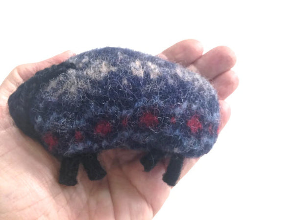 Felted Sheep Handwarmers Navy Fair Isle - Buttermilk Cottage - 1