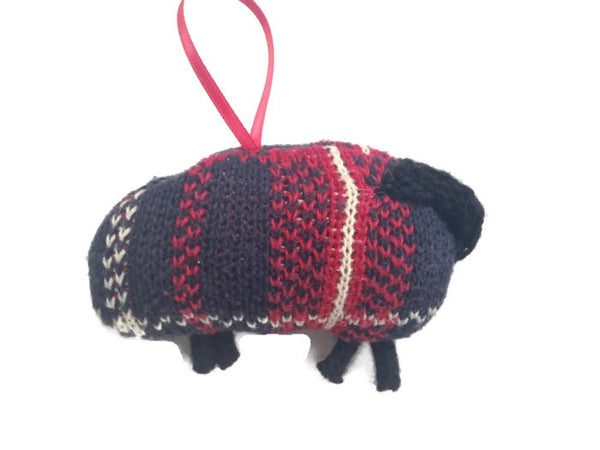 Up Cycled Plaid Sheep Ornament - Buttermilk Cottage