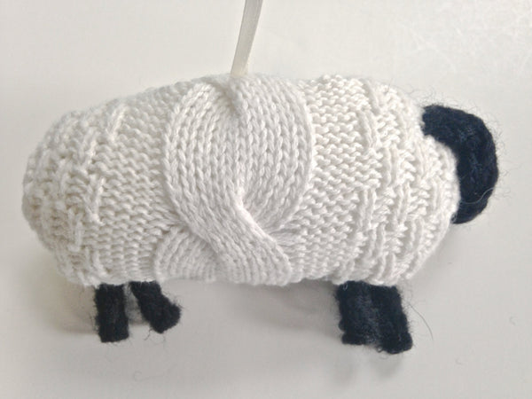 Up Cycled Cabled Sheep Ornament - Buttermilk Cottage