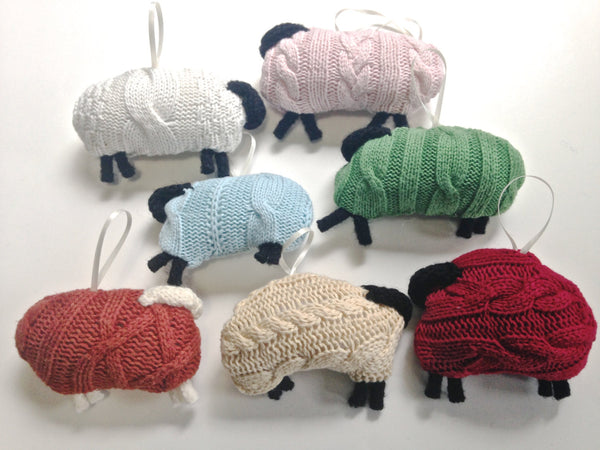 Up Cycled Cabled Sheep Ornament - Buttermilk Cottage