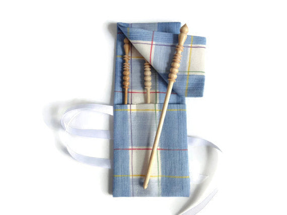 Crochet Hooks for Knitters Blue Check - Buttermilk Cottage