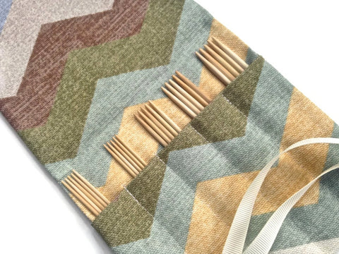 Sock Knitter's Needle Set Chevron Fabric - Buttermilk Cottage - 1
