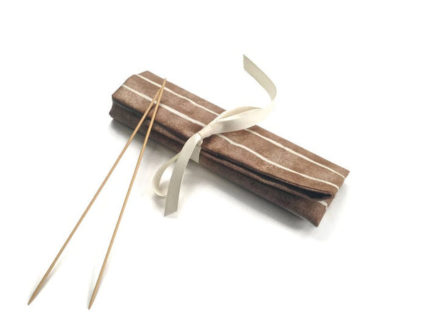 Double Point Needle Roll Up 6 Pockets Brown Wavy Stripe - Buttermilk Cottage - 1