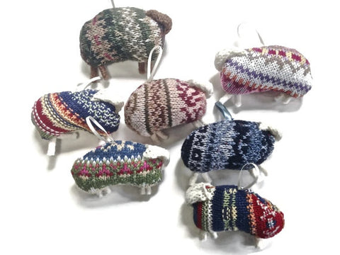 Up Cycled Fair Isle Sheep Ornament - Buttermilk Cottage