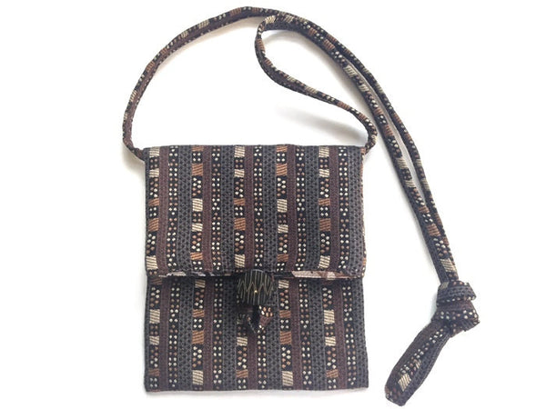 Tag Along Bag Brown Geometric Stripe - Buttermilk Cottage