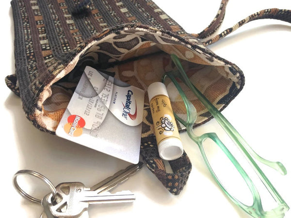 Tag Along Bag Brown Geometric Stripe - Buttermilk Cottage