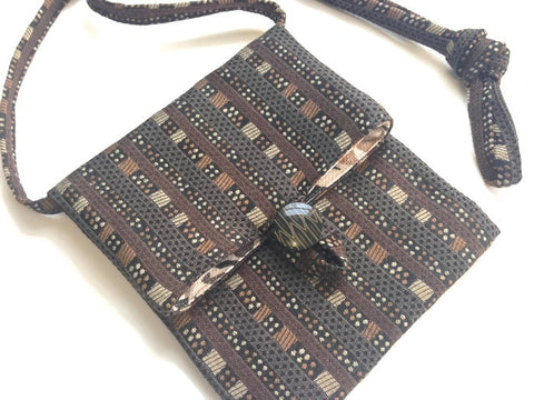 Tag Along Bag Brown Geometric Stripe - Buttermilk Cottage