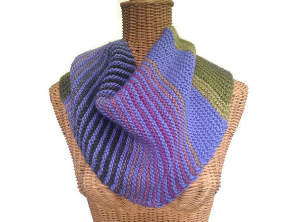 Triangular Scarf Wool Periwinkle Olive - Buttermilk Cottage - 3