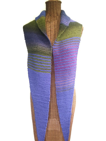 Triangular Scarf Wool Periwinkle Olive - Buttermilk Cottage - 4