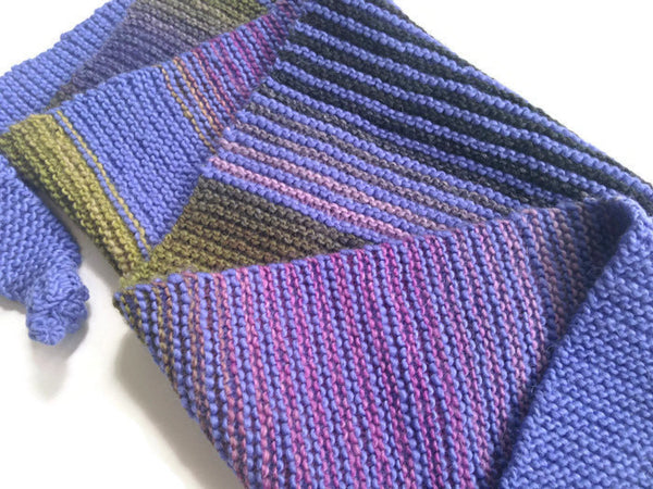 Triangular Scarf Wool Periwinkle Olive - Buttermilk Cottage - 5