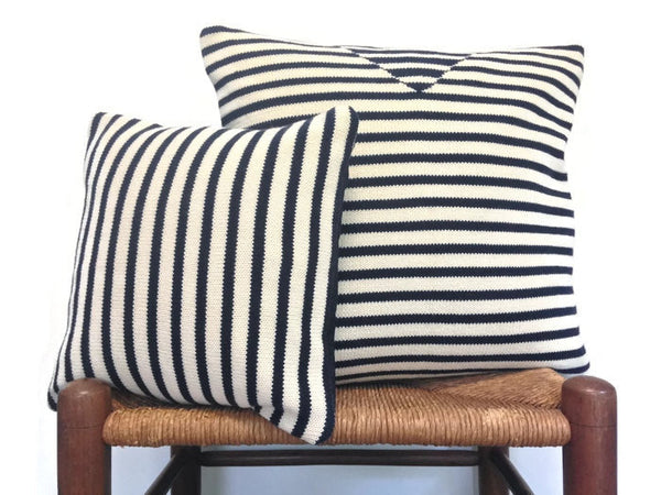 Sweater Pillow Set Navy Stripe - Buttermilk Cottage - 5