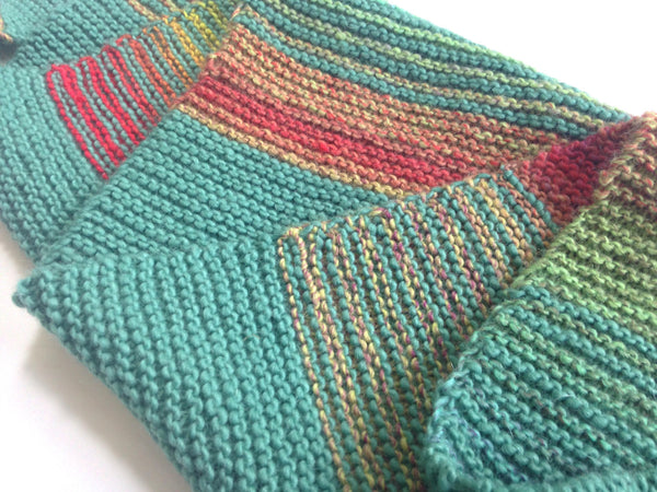 Triangular Scarf Wool Aqua Coral - Buttermilk Cottage