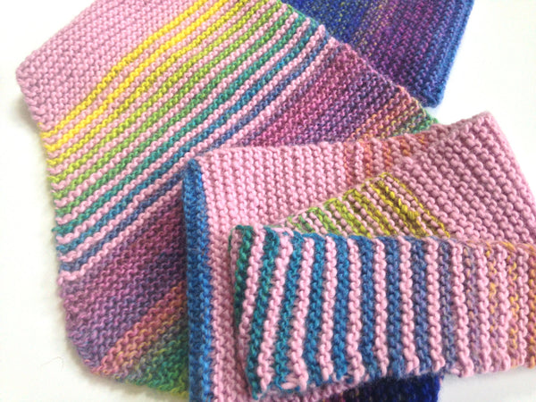 Triangular Scarf Wool Pink Blue - Buttermilk Cottage