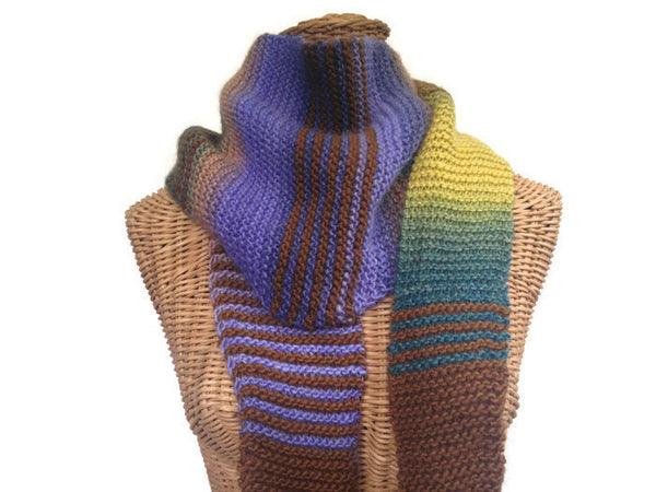 Triangular Scarf Wool Brown Violet - Buttermilk Cottage