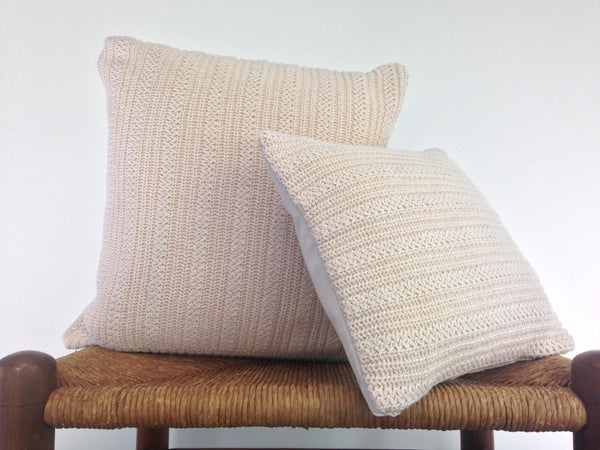 Sweater Pillow Set Off White Textured Knit - Buttermilk Cottage - 2