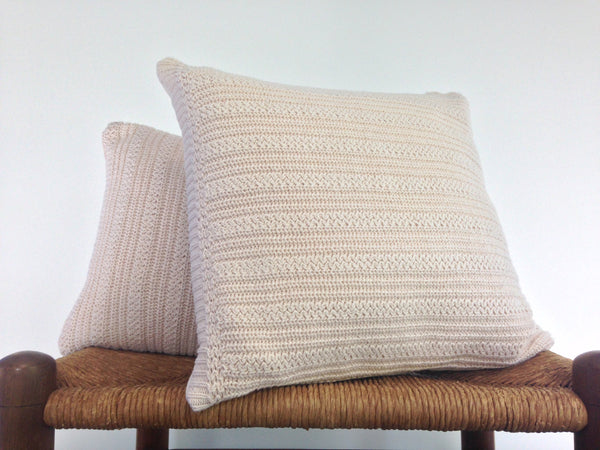 Sweater Pillow Set Off White Textured Knit - Buttermilk Cottage - 1