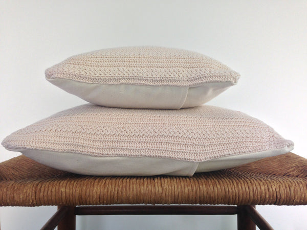 Sweater Pillow Set Off White Textured Knit - Buttermilk Cottage - 4