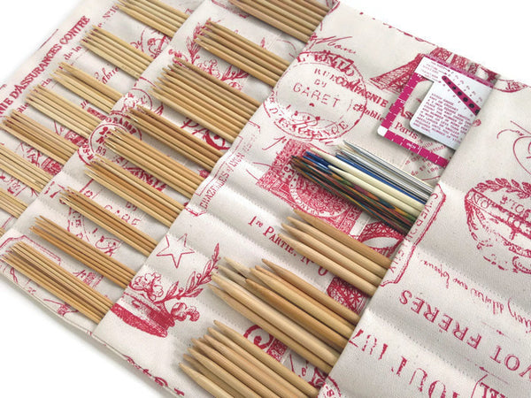 Hanging DPN Organizer Red French Icon Fabric - Buttermilk Cottage