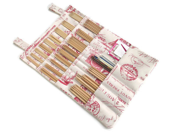 Hanging DPN Organizer Red French Icon Fabric - Buttermilk Cottage
