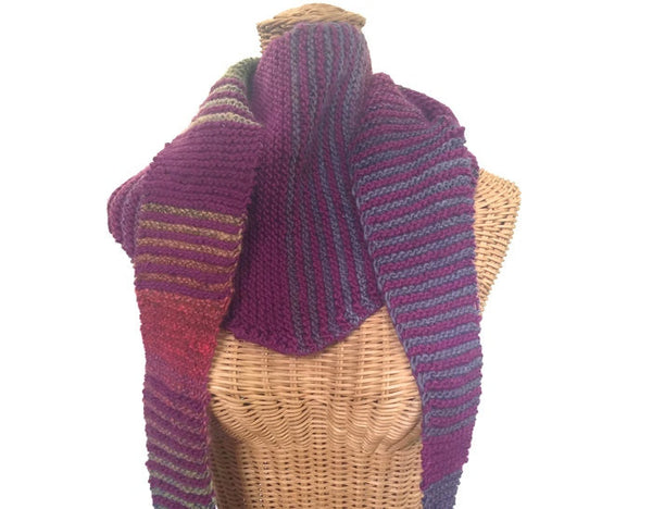 Triangular Scarf Wool Plum Olive - Buttermilk Cottage