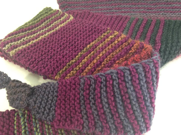 Triangular Scarf Wool Plum Olive - Buttermilk Cottage