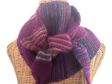 Triangular Scarf Wool Plum Olive - Buttermilk Cottage