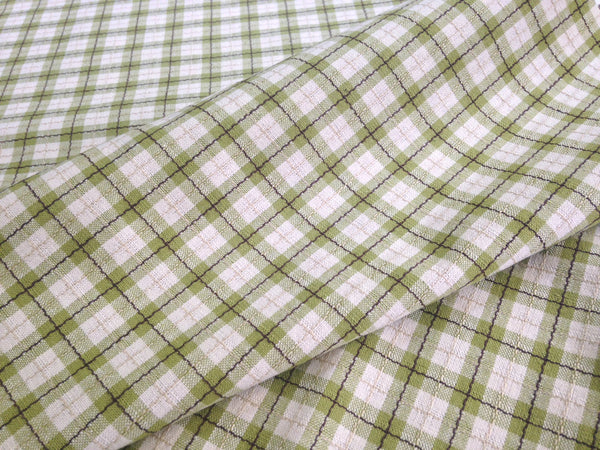 Fabric Green Tattersall Check Plaid - Buttermilk Cottage