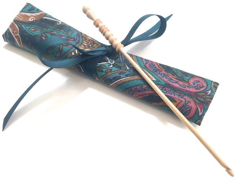 Crochet Hooks for Knitters Teal Paisley - Buttermilk Cottage