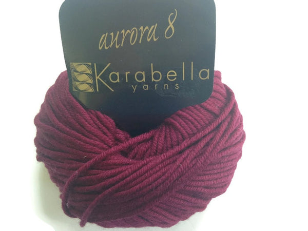 Yarn Karabella Aurora 8 Wine  Burgundy - Buttermilk Cottage - 3