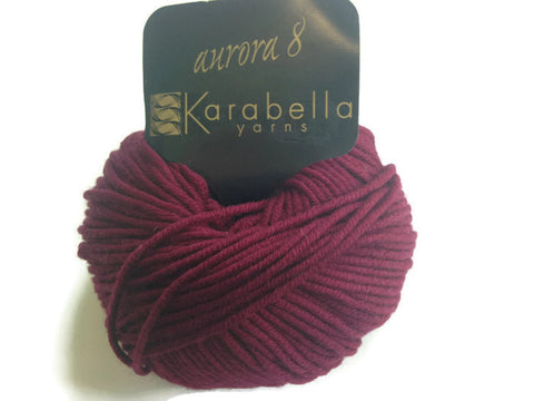 Yarn Karabella Aurora 8 Wine  Burgundy - Buttermilk Cottage - 1