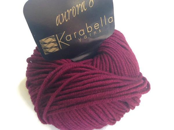 Yarn Karabella Aurora 8 Wine  Burgundy - Buttermilk Cottage - 4
