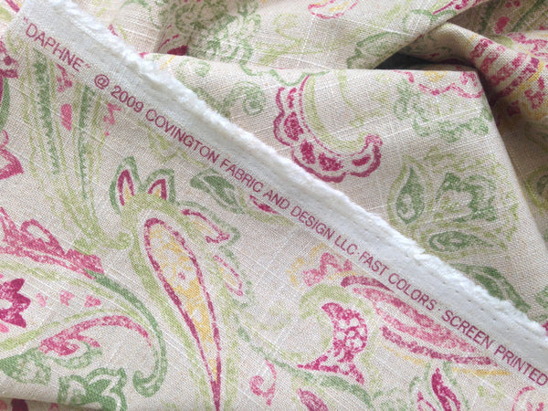 Fabric "Daphne" Covington Linen Blend Rose Paisley - Buttermilk Cottage