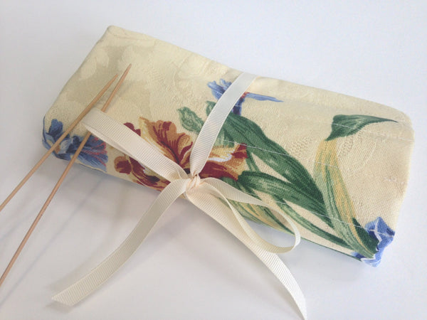 Double Point Needle Roll Up 12 Pockets Blue Chinese Flower Pots - Buttermilk Cottage