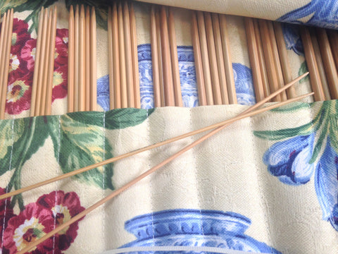 Double Point Needle Roll Up 12 Pockets Blue Chinese Flower Pots - Buttermilk Cottage